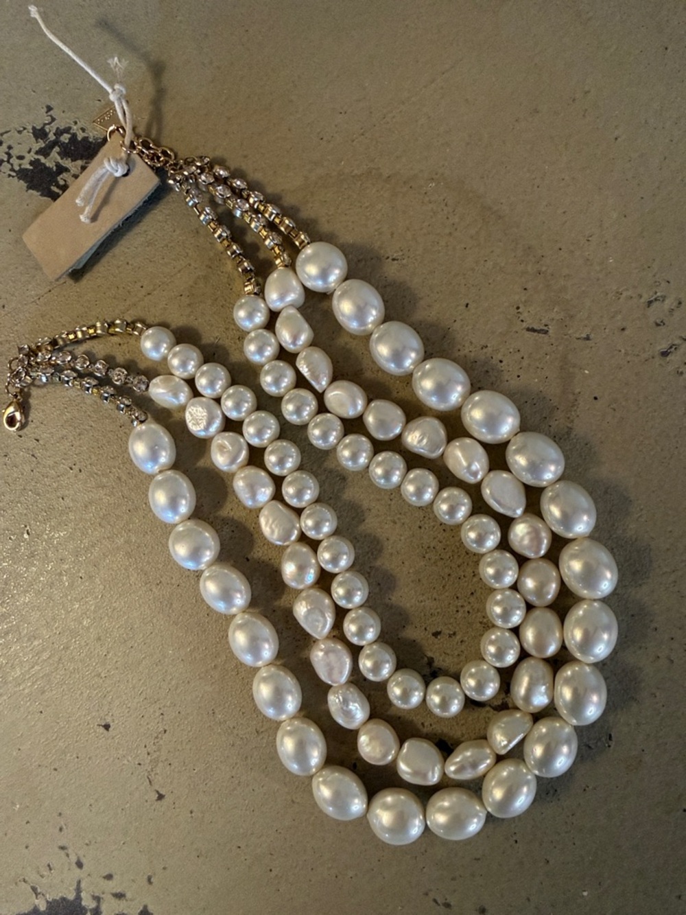 SEREFINA Triple Strand Pearl Choker with Rhinestone Accented Clasp BHLDN